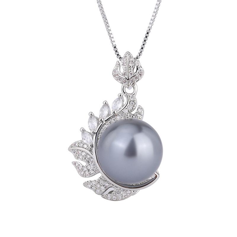 Jewelry Copper Bottom Gold-Plated Inlaid Fritillary Pearl Diamond Gray Bead Creative Set 14Mm12Mm