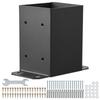 4x4 Post Base 4 Pcs, Inner Size 3.6x3.6 Post Base Brackets, Heavy Duty Powder-Coated Post Anchor Matte Black Wood Post Brackets for Pavilion Deck