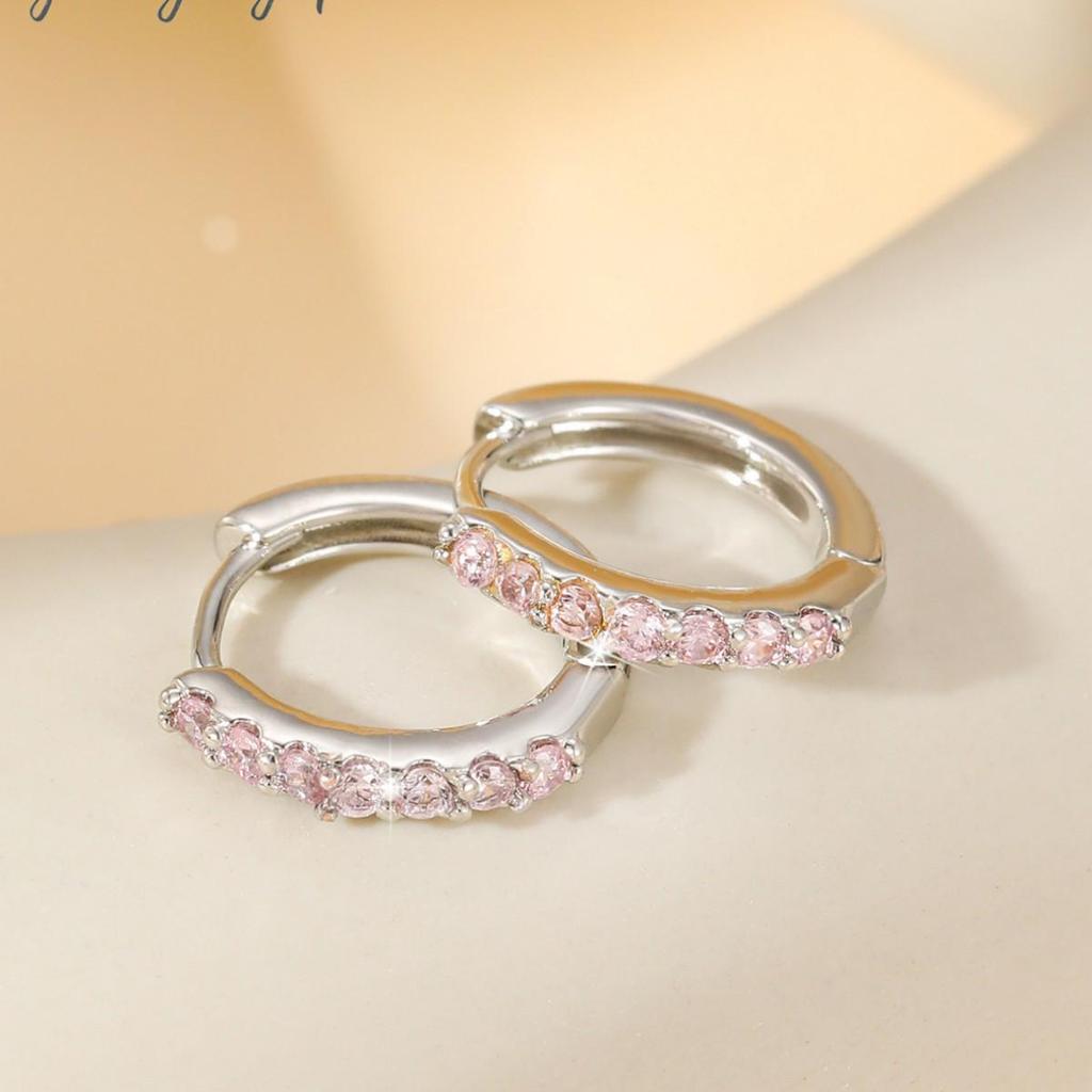 Minimalist Copper-Plated Zircon Luxurious Hoop Earrings