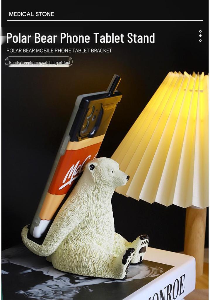 Creative Resin Polar Bear Phone and Tablet Stand Holder Craft