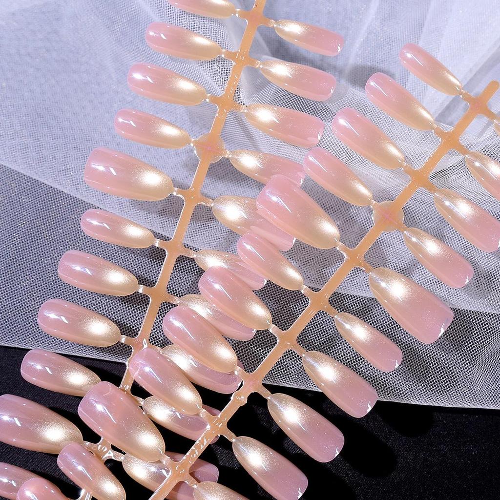 30 Electroplated Cat Eye Nail Tips with Light Purple Glass Beads