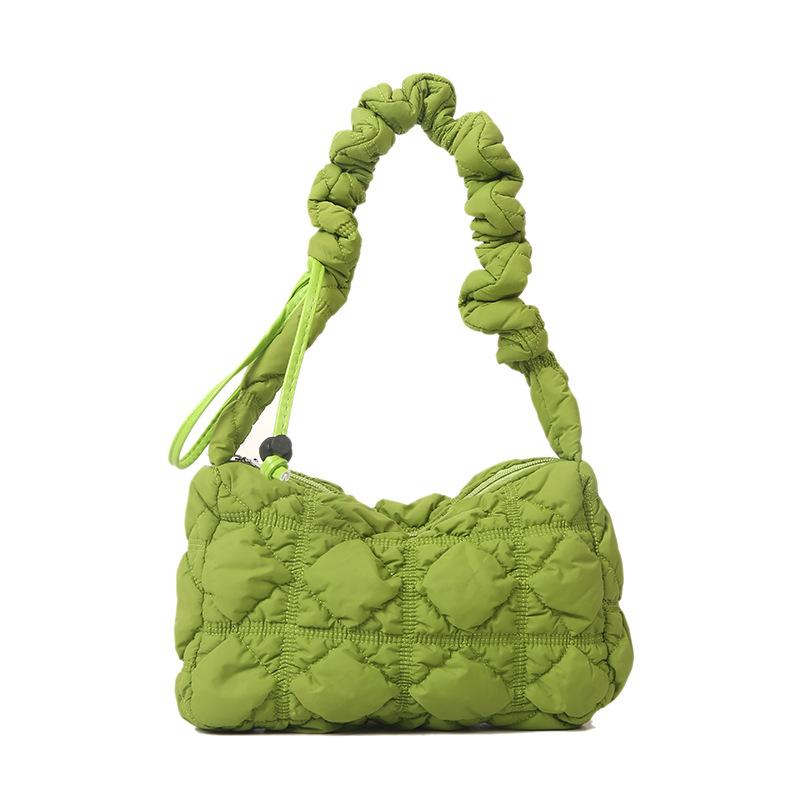 

Shoulder bag Cloud bubble pleated armpit bag Simple texture Versatile casual commuter oblique span bag Women зелений
