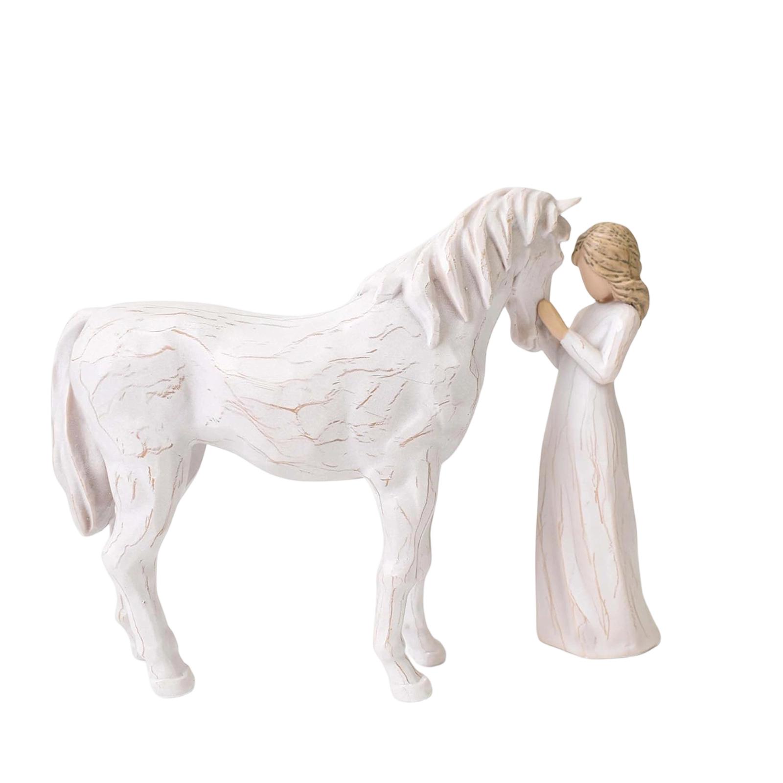 

Girl And Horse Resin Figurine - Commemorative Gift, Equestrian Enthusiast Decoration, Home Decor one size