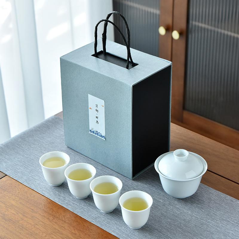 

Высококлассный файл Dehua керамический белый фарфор чайный набор для Кунг-фу портативный офисный бизнес-подарок крышка пиала