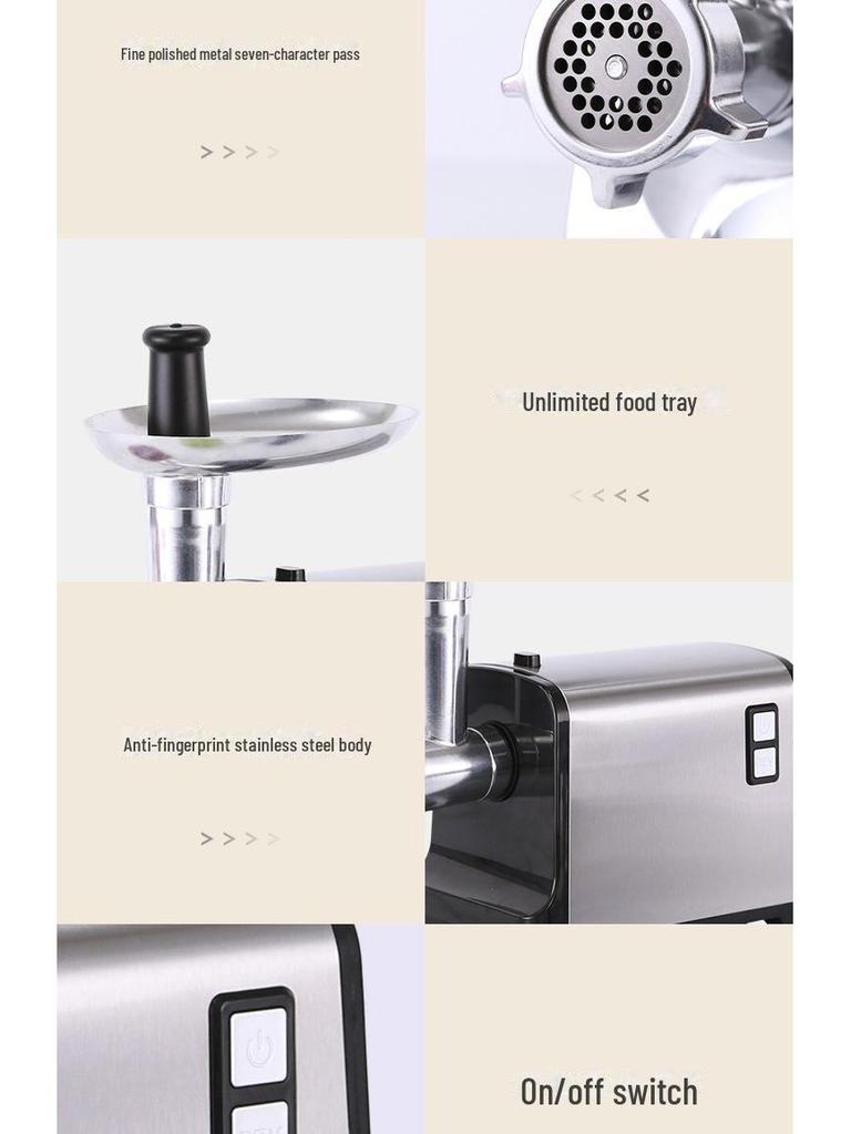 Automatický mlýnek na maso a plnička klobás z nerezové oceli evropského standardu: Multifunkční zařízení do zásuvky pro domácnost
