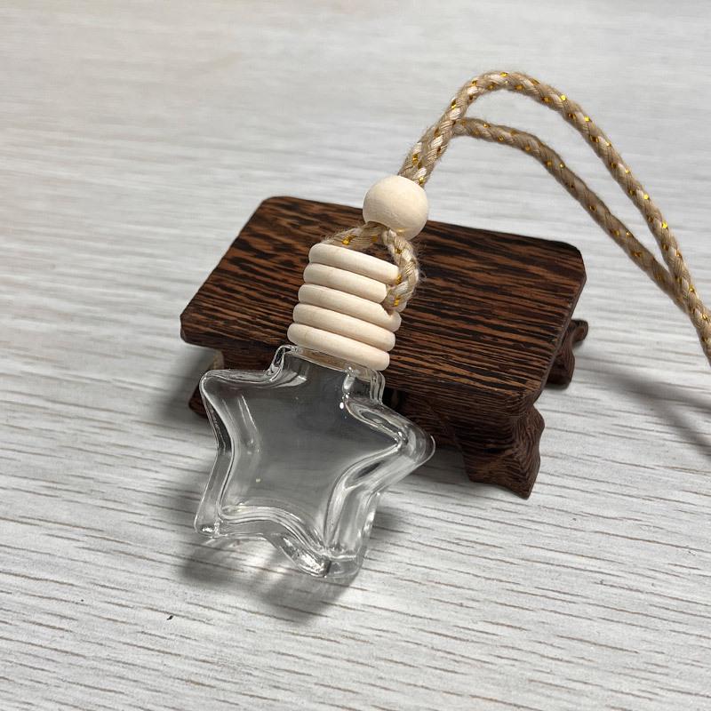 Love Car Hanging Empty Glass Perfume Bottle & Air Freshener for Essential Oils