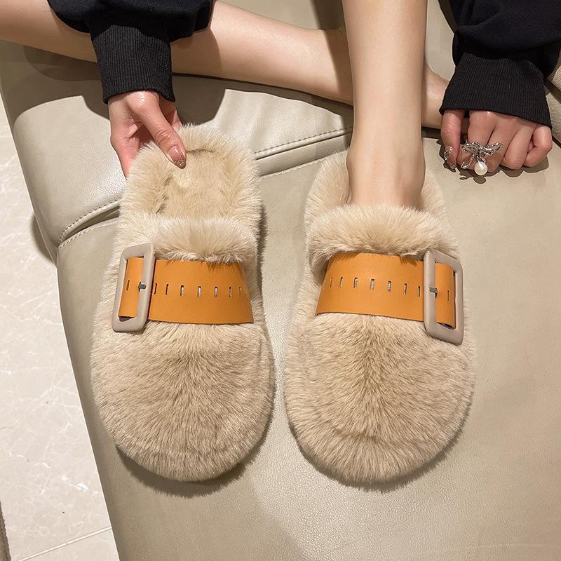 Internet Celebrity Mao Mao Slippers Women Wear Bag Head Thick Bottom Muffin 2025 Autumn and Winter New High-end Cotton Slippers Women