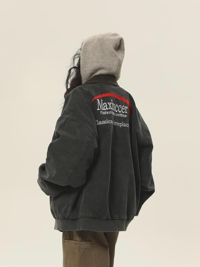 Unisex Vintage-Style Gewaschene Workwear-Jacke - Amerikanischer Retro-Reversmantel für Frühling & Herbst