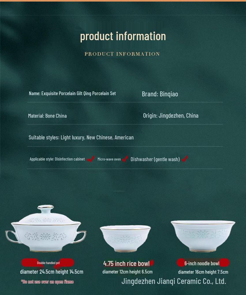 High-Temp Linglong Blue and White Porcelain Dinnerware Set: Elegant Underglaze Bowls & Plates
