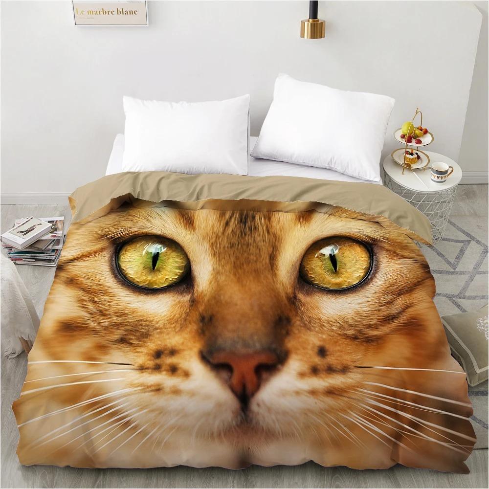 3D Duvet cover QuiltBlanketComfortable Case Luxury Bedding 135 140x200 150x200 200x220 for Home animal Cat Cute white