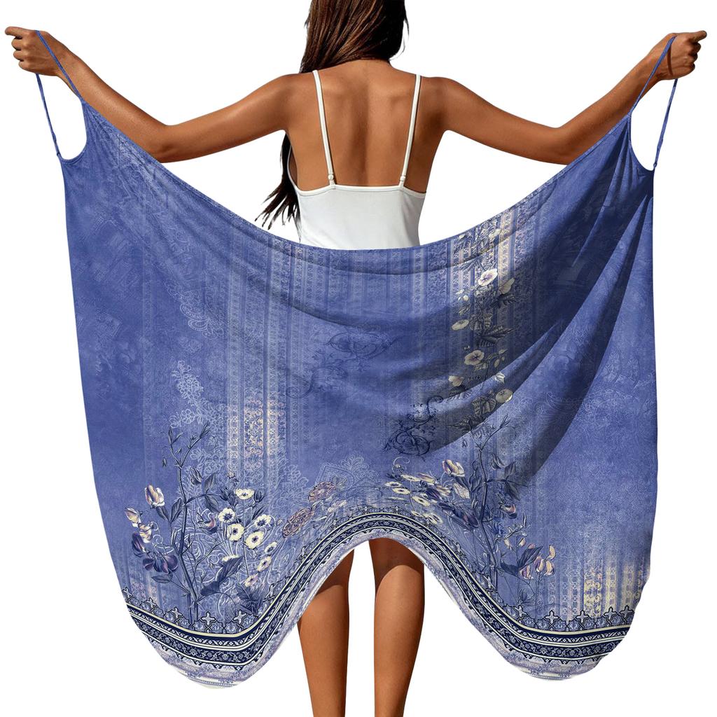 Large Floral Print Lightweight Beach Sarong Wrap Soft Breathable Bohemian Style Cover Up for Women Vacation