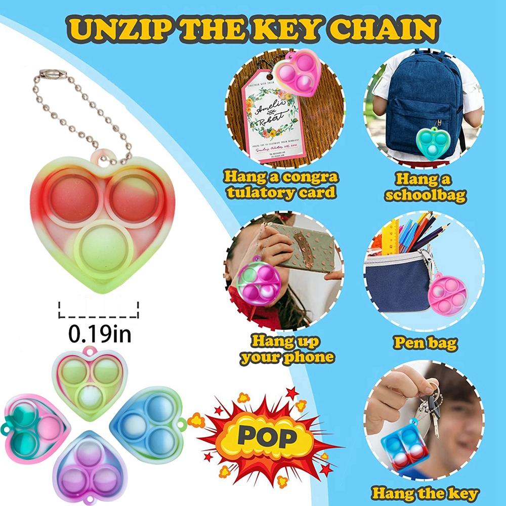12/24Pcs Mini Pop Fidget Toy Pack Kit Keychain Stress Relief Hand Toys Party Favors Offi Desk Toy for Kids Adults Brinquedos