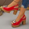 Summer new large-size high-heeled sandals fish mouth shoes European and American style soles