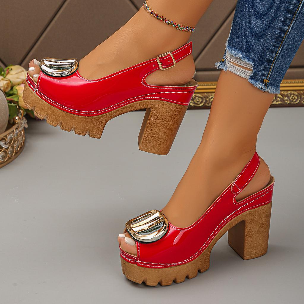 Summer new large-size high-heeled sandals fish mouth shoes European and American style soles