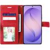 Coque pour Samsung Galaxy S26 Plus, Protection Anti-Rayure Synthécuir Rouge Gris - 2 Verres Trempés