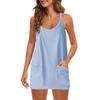 Vestito Canotta da Donna Senza Maniche con Tasche, Vestito Mini Casual Ampio