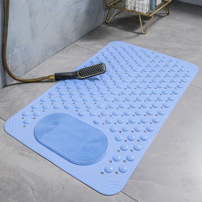 

Light Blue Non-Slip PVC Bath Mat 0.8cm 38*69cm Thick, Dot Pattern- Rectangular Massage Nubs Shower And Bathroom Safety Rug синий