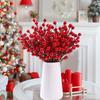 10/20/30Pcs Christmas Artificial Berries Stem Red Holly Berry Stamen Fake Flower for New Year Home Decoration DIY Wreath Gifts