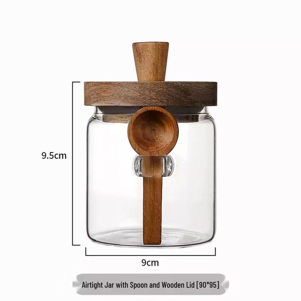 Glass Sealed Coffee Bean Storage Jar with Spoon – Small Container for Coffee Powder & Tea