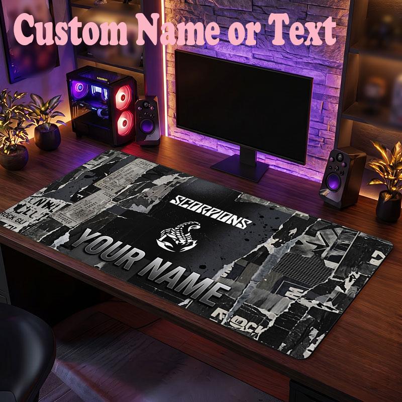 Scorpions Customized Name Text Mouse Pad, Large Desk Mouse Mat Personalized Home Office Present