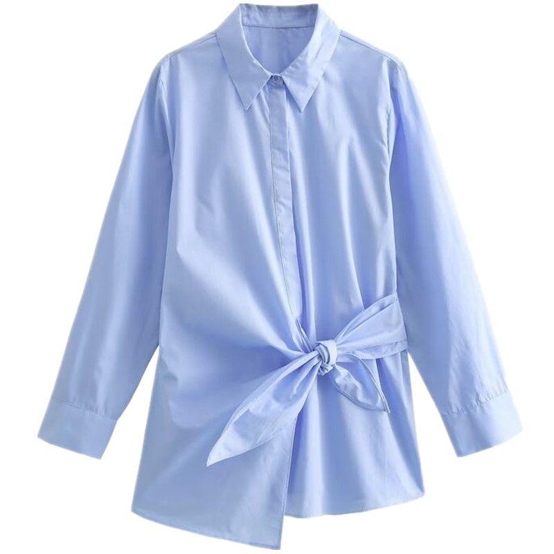 

Fashion Style Winter New Women s Clothing Stylish Slim Looking Easiest for Match Double Breasted Poplin Shirt 9479306 400 Blue L