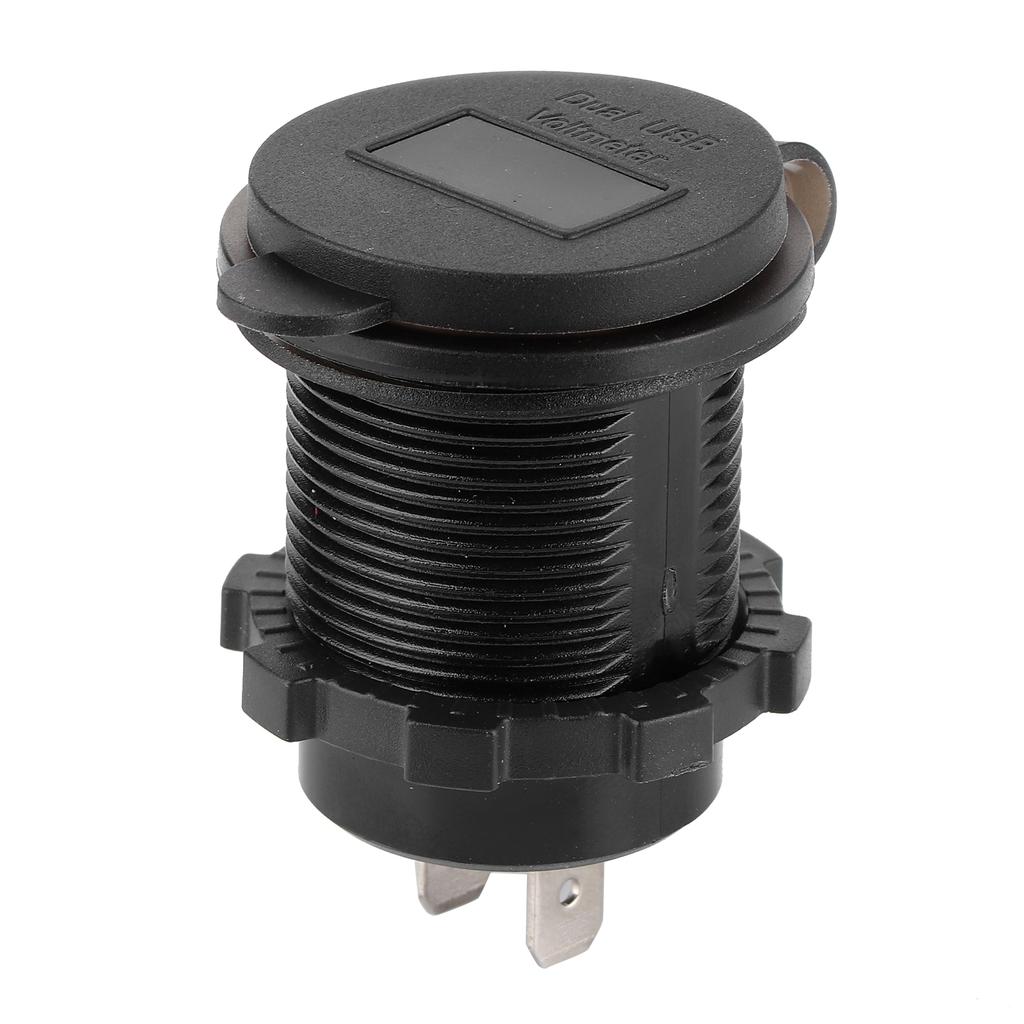 Dual USB Port Charger QC 3.0 Fast Charging Waterproof with LED Voltmeter for Car Boat Yacht ATV RVBlue LED Light