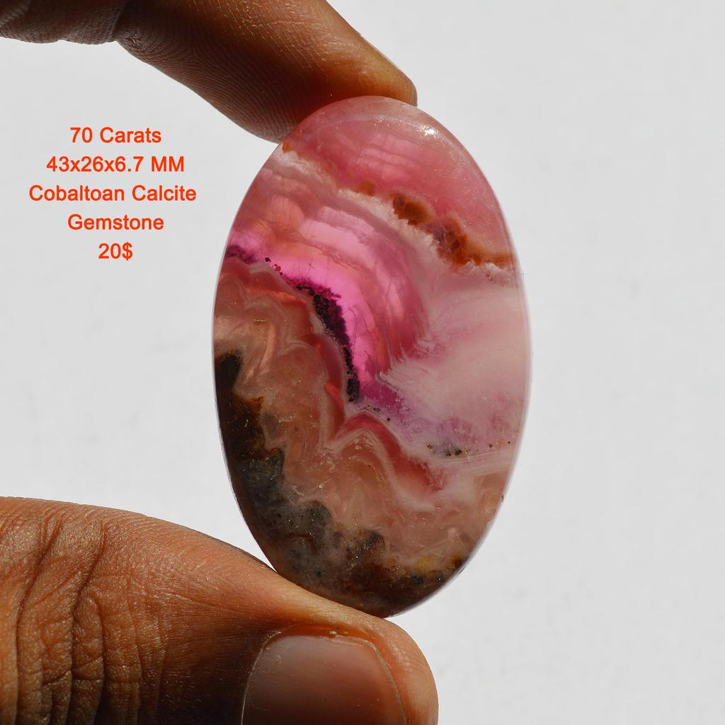 70 Cts Natural Cobaltoan Calcite Gemstone Cabochon, Top Quality Semi Precious Loose Stone, Jewelry Making Stone 43x26x6.7 MM