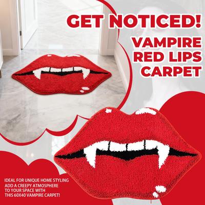 Imitation Kaschmir Teppich Interessante Rote Lippen und Zähne Form Fußmatte Zuhause Schmutzabweisend