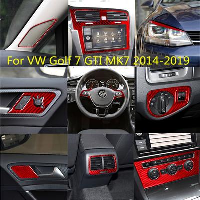 Ochrana dekorácie interiéru auta Carbon Fiber Red Samolepka pre Volkswagen VW Golf 7 GTI MK7 2014- Styling