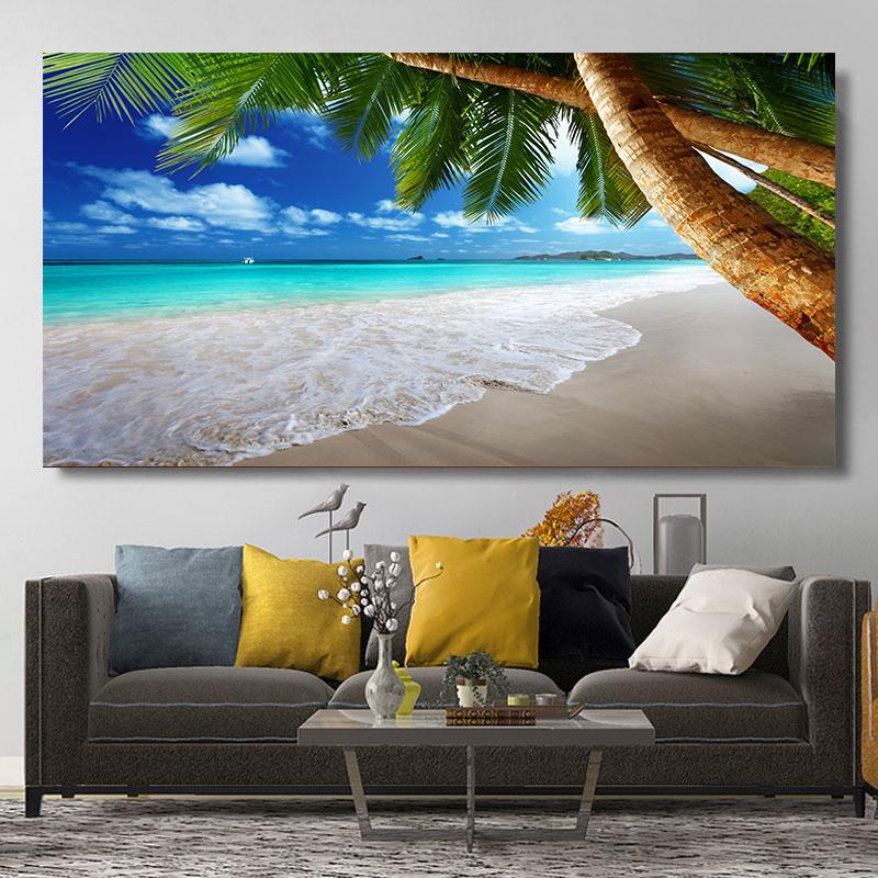 Natural Modern Seascape Wall Pictures Landscape Beach Sea Ocean Canvas Painting Wall Art Posters for Living Room Decor Cuadros