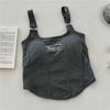 Print Letter Short Tank Tops Women'S Irregular Crop Top Y2k Summer Buckle Vest Boob Tube Top Embroidery Suspenders With Bra Pad