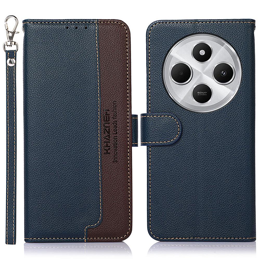 

KHAZNEH For Xiaomi Poco C75 4G/Redmi 14R 5G/14C 4G Case RFID Blocking Wallet PU Leather Phone Cover Blue
