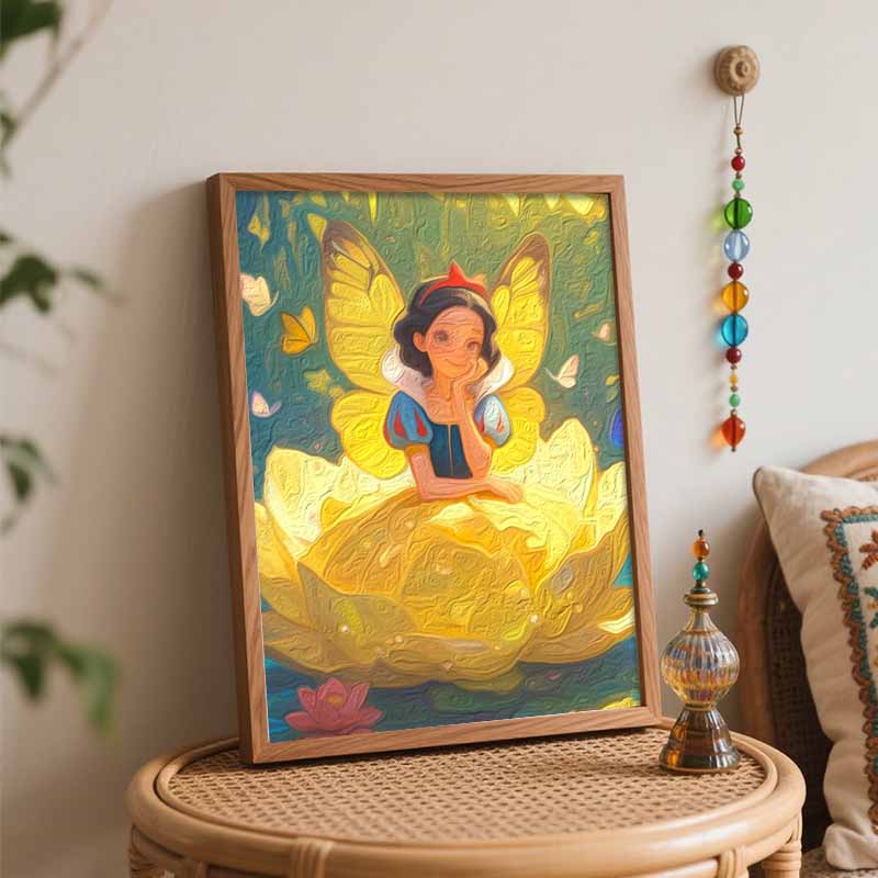 Disney oil painting kit painting art fairy Snow White butterfly blossom wall decor handmade diy gift