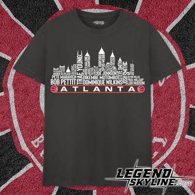 Atlanta Basketball Greatest Of All Time Team Legends, Atlanta City Skyline Shirt and Kids Tshirt