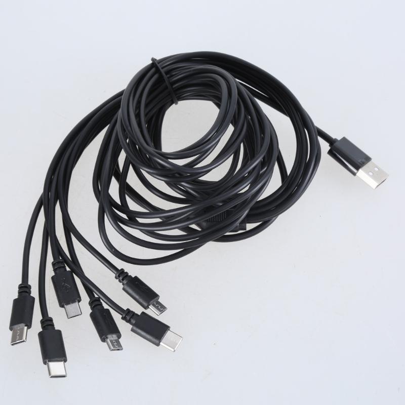 Multiple Device Charging Cable 6 in 1 USB to 3 USB 5Pin and 3 Type C Connectors Cord Wire Charge 6pcs Electronics