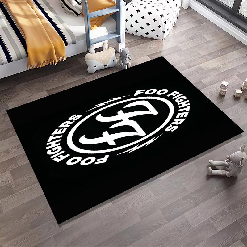 Rutschfester Teppich mit Bandlogo-Aufdruck, geeignet für Wohnzimmer und Schlafzimmer Sofa