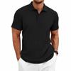 Men's Textured Vertical Stripe Polo Shirt - Summer Short Sleeve Lapel Tee, Breathable & Casual