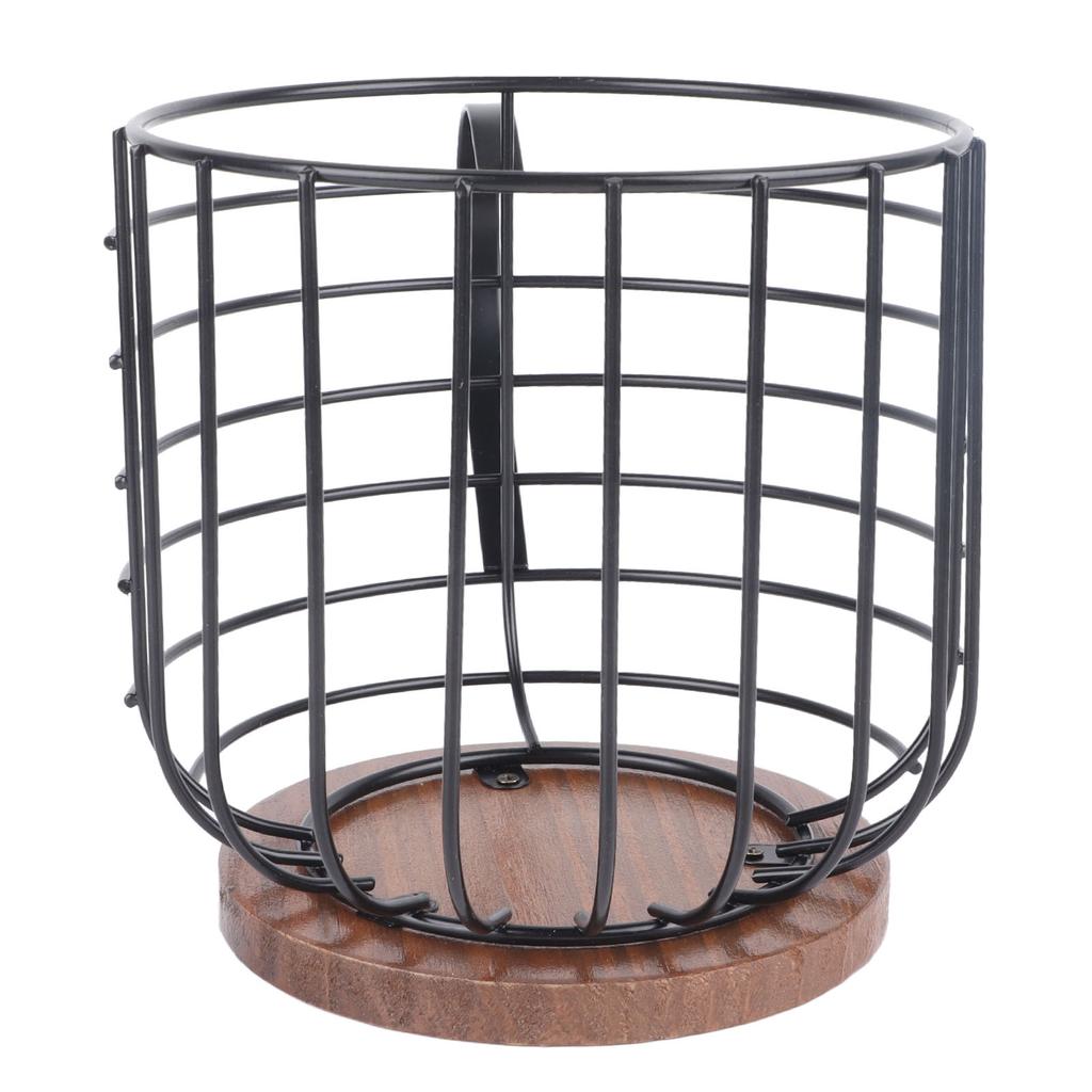 Coffee Capsule Storage Basket Cup Shape Black Iron and Pine Coffee Pod Holder for Coffee Bar