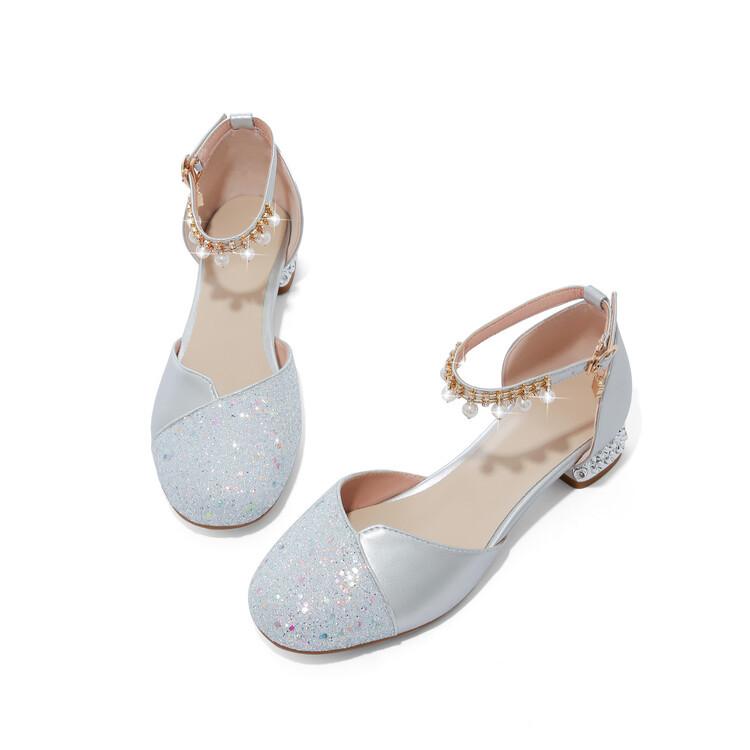 

Весенне-летние сандалии для девочек, новая обувь для подиума, детские туфли на высоком каблуке, резиновая мягкая подошва, для детей среднего и старшего возраста, студенческие сандалии 39 (inner length 24.5cm) серебряный