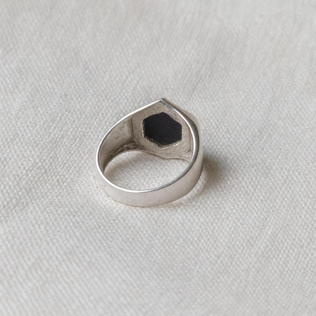 Natural Abalone Shell Signet Ring, 925 Solid Sterling Silver Jewelry