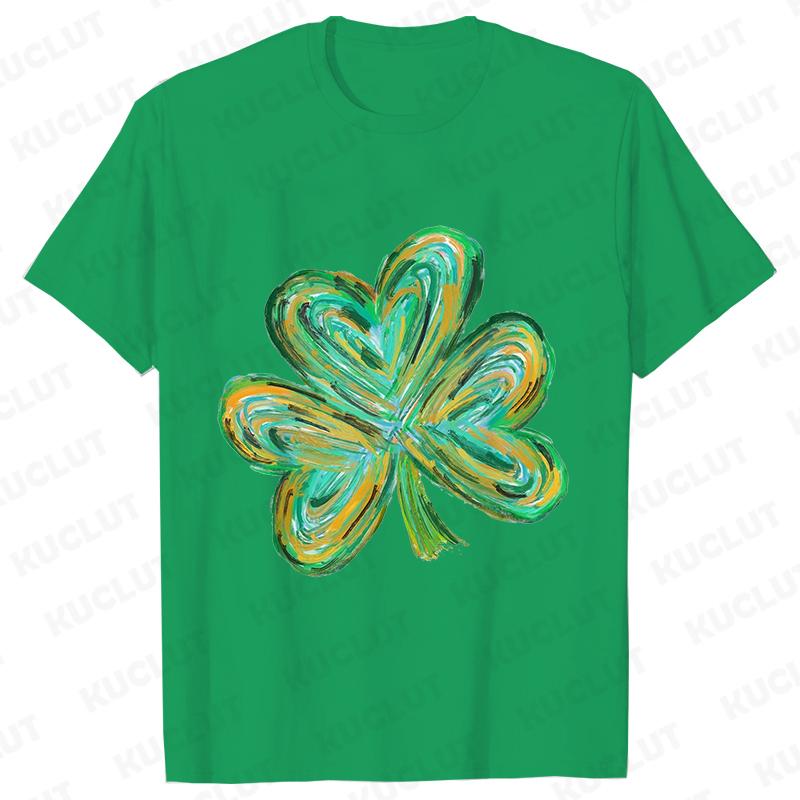 

Модная футболка на День Святого Патрика для женщин, футболки Харадзюку, графический рисунок «Счастливый четырехлистный клевер», топы Y2k, женская эстетичная одежда 4XL