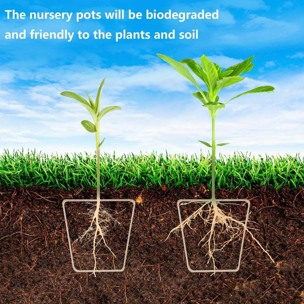 20 Pieces/set, Planting Nursery Pots with Humidity Dome - Square Biodegradable Seeding Starter Pot - Garden Vegetable Flower Germination