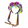 Floral Hairband Rainbow Rose Hair Hoop Halloween Decorative Tassels Role Play Costume Proms Party Live Show Headwear