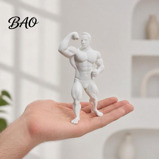 3D Printing Ornaments Printed Bodybuilder Muscle Man Figurine, Mini Fitness Athlete Desk Ornament, Detailed PLA Model Sculpture for Gym Office Gaming
