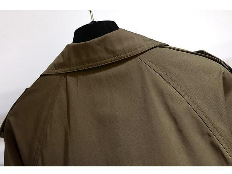 Petite Mid-Length Women's British-Style Trench Coat - Slimming Workwear for Spring & Autumn 2024