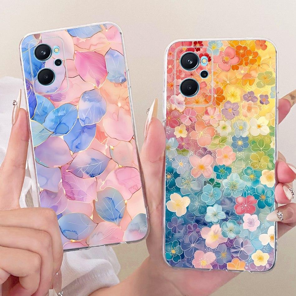 For Realme 9i RMX3491 Cute Flower Butterfly Cat Painted Case For Realme9i 4G Soft Silicone TPU Phone Cases