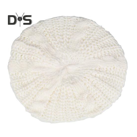 Women Fall Winter Hat Knitted Bonnet Solid Color Elastic Twisted Texture Keep Warm Beret Photo Prop Cap for Outdoor Activities Travel Cycling