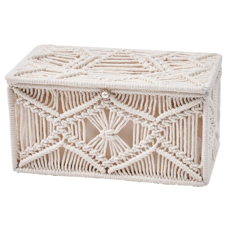 

Handwoven Tissue Box Decorative Multifunction Organization Holder Supplies for Dining Table Restaurant Bar Decoration 1