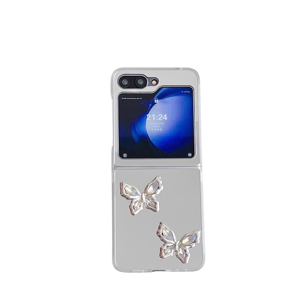 Applicable to Samsung Galaxy ZFlip6 mirror folding mobile phone case bracelet butterfly zflip5 folding mirror hard case
