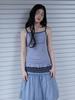 Eogeulliswedou Striped Frill Contrast Sleeveless (Blue)